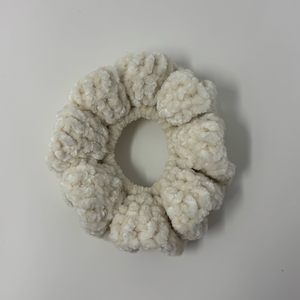 Soft White Crochet Scrunchie